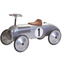 Retro Roller Metalen Loopauto Jean 75x40x40 cm Zilver - thumbnail