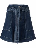 P.A.R.O.S.H. short en jean à taille froncée - Bleu