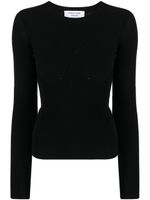 Marine Serre ribbed-knit long-sleeved top - Noir