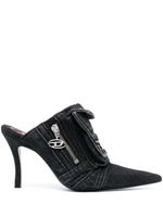 Diesel mules D-Venus Pocket 100 mm en jean - Noir