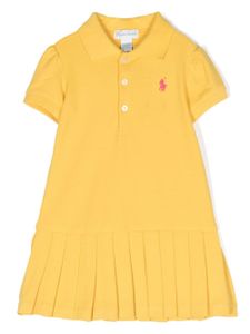 Ralph Lauren Kids robe plissée à broderie Pony - Jaune