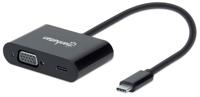 Manhattan USB 2.0 Adapter [1x USB-C stekker - 1x USB-C bus (Power Delivery), VGA-bus] 153430 20 cm Stekker past op beide manieren, Met laadbus - thumbnail