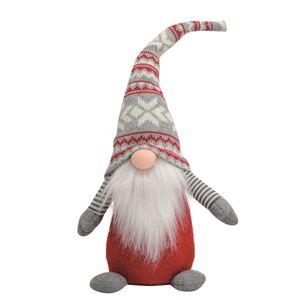 Pluche gnome/dwerg decoratie pop/knuffel rood/grijs mannetje 45 cm   -