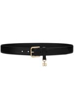 Dolce & Gabbana ceinture en cuir à breloque logo - Noir