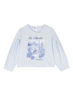 Monnalisa t-shirt longues manches à imprimé graphique - Bleu