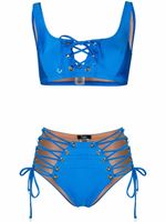 Noire Swimwear bikini à détail de laçage - Bleu