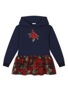 Dolce & Gabbana Kids robe-hoodie à motif tartan - Bleu