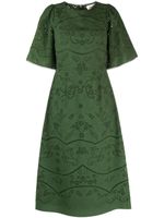 Marchesa Rosa robe mi-longue à broderie anglaise - Vert