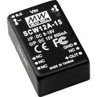 Mean Well SCW12C-12 DC/DC-converter 12 W Aantal uitgangen: 1 x Inhoud 1 stuk(s) - thumbnail