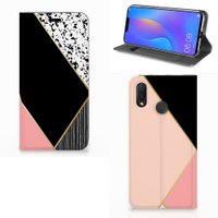 Huawei P Smart Plus Stand Case Zwart Roze Vormen - thumbnail