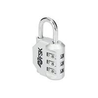 Ferrestock FSKCAN327SI 3-cijferig combinatieslot voor bagage, sportschool, 23 mm, zink, stalen boog, zilverkleurig