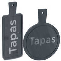 Voedsel/hapjes/tapas serveerplanken set van leisteen met handvat - 2x stuks - thumbnail