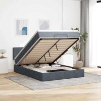 vidaXL Ottoman bed met matras en LED's 140x200cm fluweel donkergrijs, bedframe, ottoman bedframe, bedframe met opbergruimte onder het bed
