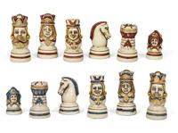 Dal Negro schaakstukken Poker 65 mm duralbaster wit/rood/blauw