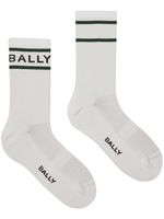 Bally chaussettes nervurées à logo intarsia - Blanc