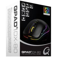 QPAD DX80 Gaming-muis USB Optisch Zwart, RGB 7 Toetsen 1000 dpi, 1600 dpi, 2400 dpi, 3200 dpi, 5000 dpi, 8000 dpi Verlicht