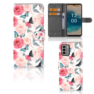 Nokia G22 Hoesje Butterfly Roses