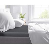 Hoeslaken Topper 100% Katoen-Satijn, Zacht als Zijde, Kreukvrij met Perfecte Pasvorm, Voor Standaard Toppers 10 tot 12 cm, Antraciet, Tweepersoons, 180 x 220 cm