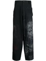 Yohji Yamamoto pantalon ample à imprimé graphique - Noir