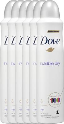 Dove Invisible Dry Women - 6 x 250 ml - Deodorant Spray - Voordeelverpakking Dove Invisible Dry Women - 6 x 250 ml - Deodorant Spray - Voordeelverpakking