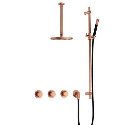 Hotbath Cobber IBS70 inbouwdouche met 30cm plafondbuis en glijstang geborsteld koper