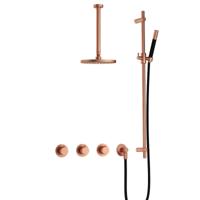 Hotbath Cobber IBS70 inbouwdouche met 30cm plafondbuis en glijstang geborsteld koper