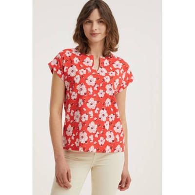 FREEQUENT gebloemde top FQVIVA rood/wit