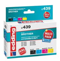 Edding Inktcartridge vervangt Brother LC-1240BK, LC-1240C, LC-1240M, LC-1240Y Compatibel Combipack Zwart, cyaan, magenta, geel EDD-439 18-439 - thumbnail