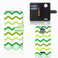 Motorola Moto C Plus Telefoon Hoesje Zigzag Groen