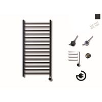 Elektrische Design Radiator Sanicare Plug En Play Qubic 126.4 x 60 cm Mat Zwart Thermostaat Zwart 773 Watt Sanicare - thumbnail