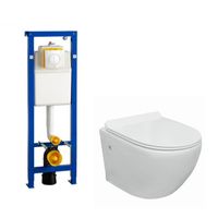 Go toiletset compact spoelrandloos inclusief Wisa XS toiletreservoir met softclose en quickrelease toiletzitting met bedieningsplaat wit 0704406/sw242519