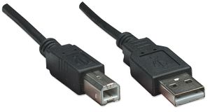 Manhattan USB-kabel USB 2.0 USB-A stekker, USB-B stekker 0.50 m Zwart Folie afscherming, UL gecertificeerd, Vergulde steekcontacten 374507