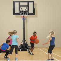 Mobiele Basketbalring 11-Traps in Hoogte Verstelbare Mandstandaard met 110 cm Achterwand Vulbare Bodem en Loodzak