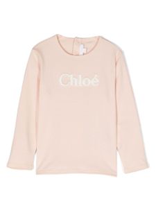 Chloé Kids t-shirt en coton à patch logo - Rose