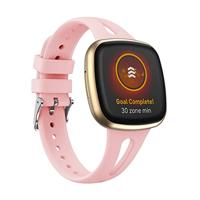 By Qubix - Compatible met Fitbit Versa 3 & 4 / Sense 1 & 2 - Sportbandje druppel design - Large - Roze - Compatible fitbit bandje