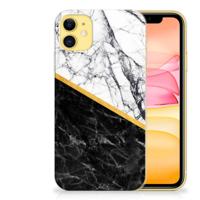 Apple iPhone 11 TPU Siliconen Hoesje Marmer Wit Zwart - Origineel Cadeau Man