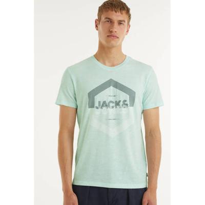 JACK & JONES T-shirt Delight met logo bleached aqua