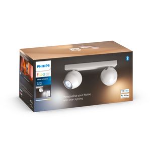 Philips Lighting Hue LED-plafondspots 871951433906400 Hue White Amb. Buckram Spot 2 flg. weiß 2x350lm inkl. Dimmschalter GU10 10 W