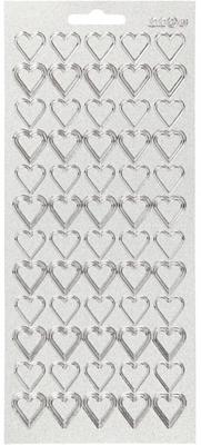 Creotime foliestickers harten glitters 1 stickervel zilver