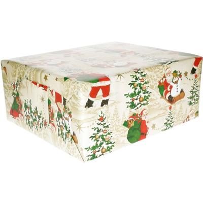 Pakket Van 4x Stuks Kerst Cadeaupapier/inpakpapier Wit Met Kerstman Print 200 X 70cm - Cadeaupapier