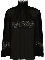 Dolce & Gabbana blouse ornée de dentelle à col montant - Noir - thumbnail