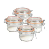 Weckpot/inmaakpot - 4x - 140 ml - glas - met beugelsluiting - D9 x H7 cm