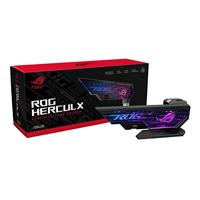 ASUS ROG Herculx Houder voor grafische kaarten, montage zonder gereedschap, comfortabele geïntegreerde waterpas, frame van zinklegering, in hoogte verstelbaar van 72 tot 128 mm, Aura Sync, zwart