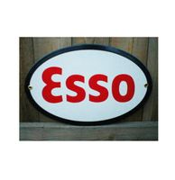 Esso Ovaal Emaille Bord 30 x 19 cm - thumbnail