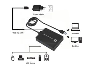 Conceptronic HUBBIES11BP laptop dock & poortreplicator USB 3.2 Gen 1 (3.1 Gen 1) Type-A Zwart