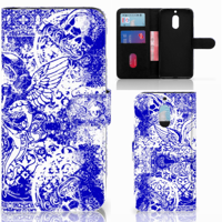 Telefoonhoesje met Naam Nokia 6 Angel Skull Blauw