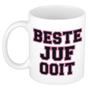 Beste juf ooit kado mok / beker wit - verjaardagscadeau