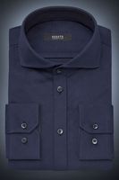 Desoto Luxury Slim Fit Jersey shirt donkerblauw, Effen - thumbnail