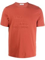 Corneliani t-shirt en coton à logo en relief - Rouge