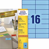 Etiket Avery Zweckform 3453 105x37mm blauw 1600stuks - thumbnail